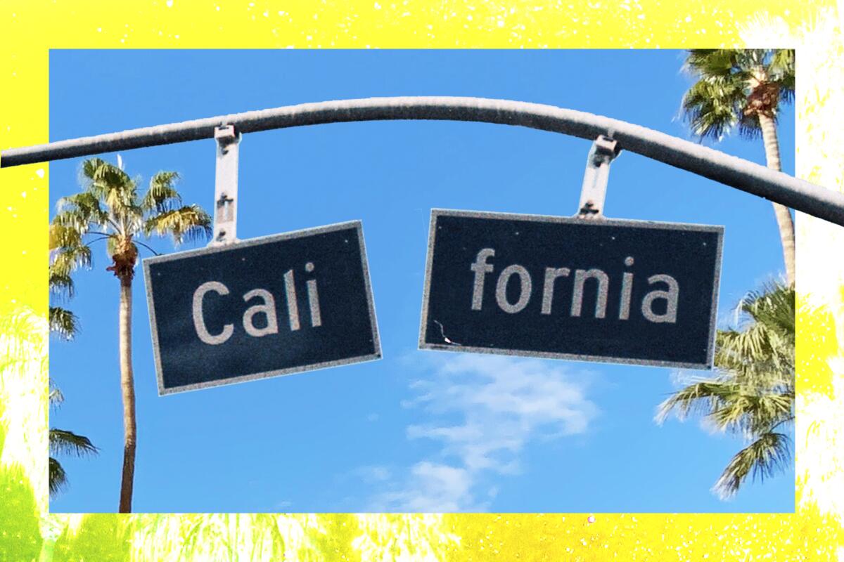California sign broken into "Cali" and "fornia"