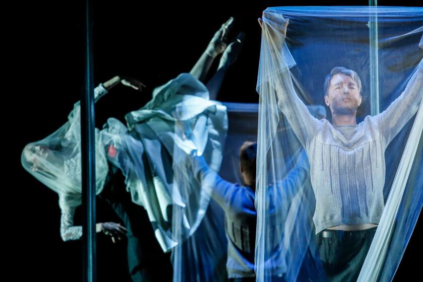 LOS ANGELES, CA--MARCH 8, 2018: Los Angeles Opera's collaboration with the Joffrey Ballet on "Orpheus and Eurydice," based on the legend in which Eurydice dies, prompting Orpheus to journey to the underworld to reunite with his love. The legendary John Neumeier choreographed, designed and is directing the production. Maxim Mironov is dancing the role of Orpheus; Lisette Oropesa is dancing the role of Eurydice. (Maria Alejandra Cardona\ Los Angeles Times)