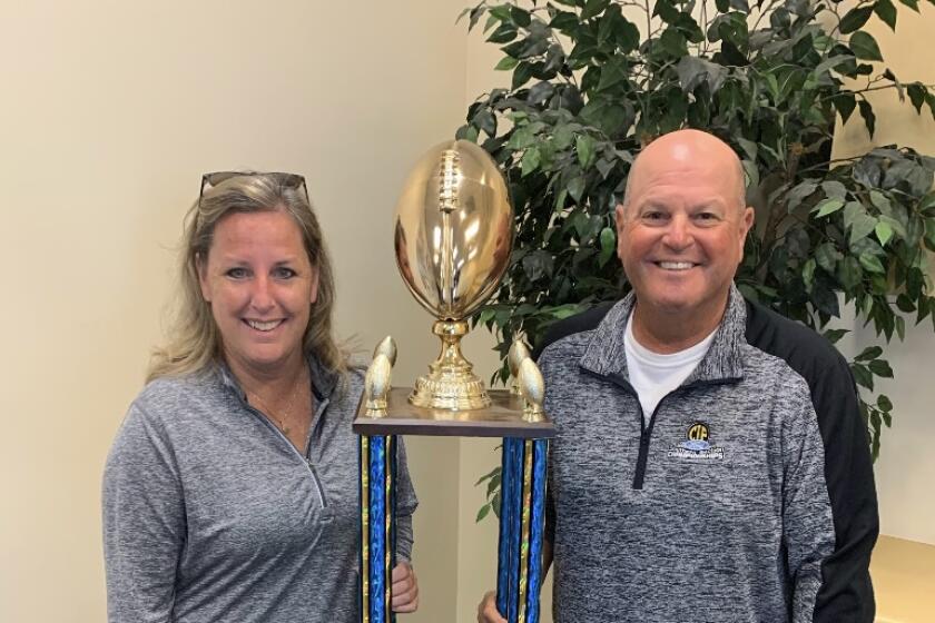 The City Section perpetual football trophy is missing again. 