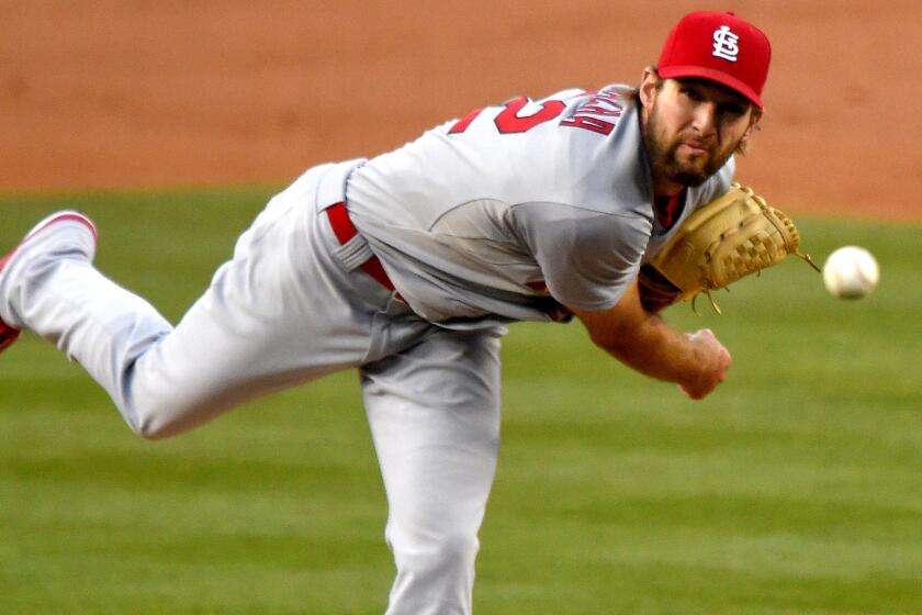Cardinals starting pitcher Michael Wacha improved to 8-1 on the season and lowered his earned-run average to 2.18 in a 7-1 win over the Dodgers on Thursday night.
