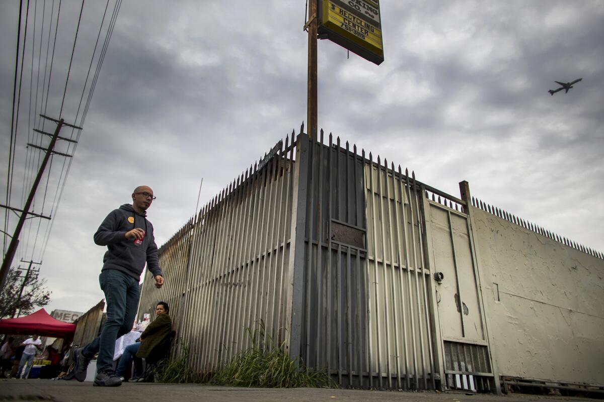 A lot in the 400 block of East Florence Avenue in Los Angeles was slated for a homeless housing project.