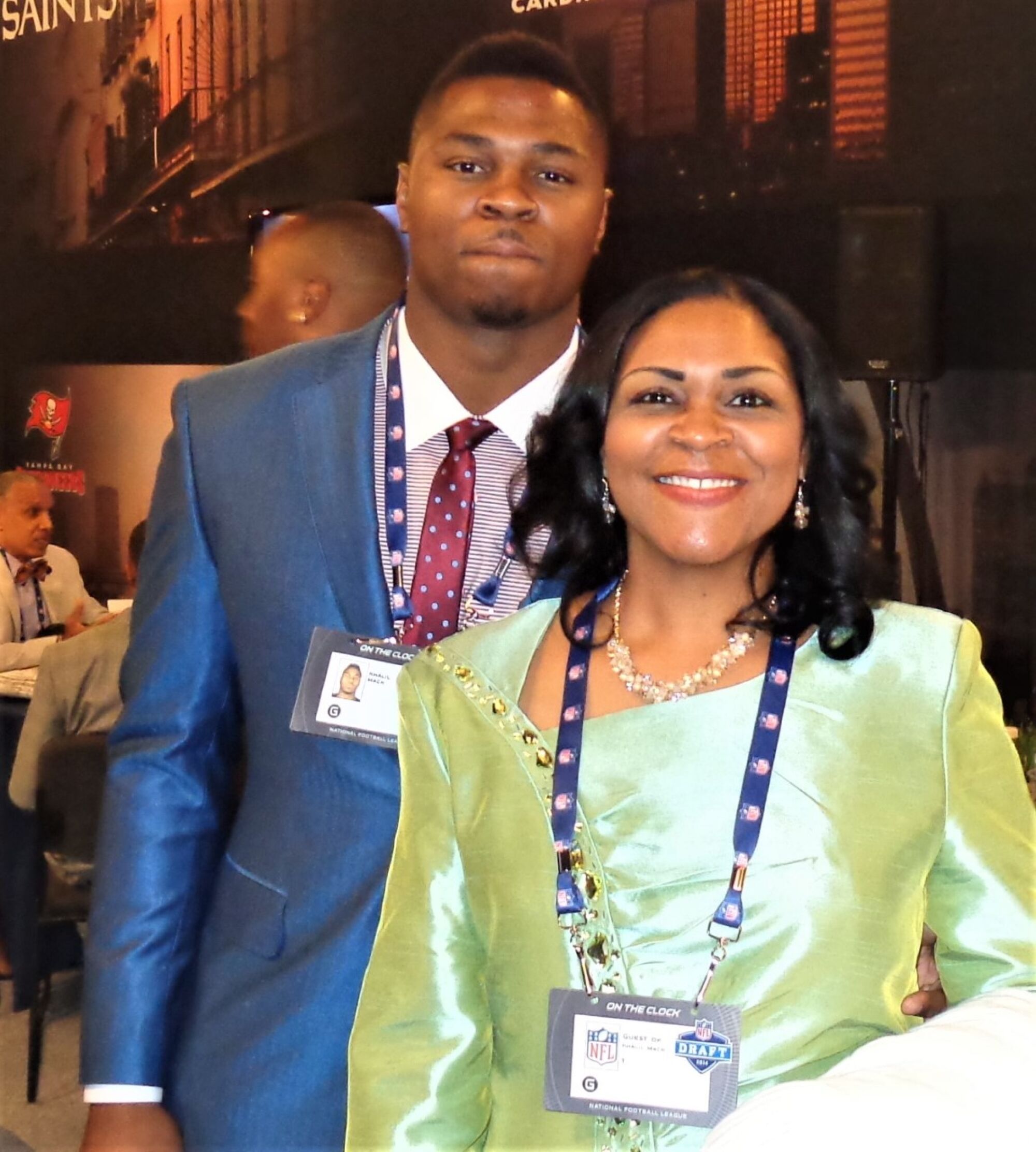 Khalil Mack attends the 2014 NFL draft in New York with his mother, Yolanda.