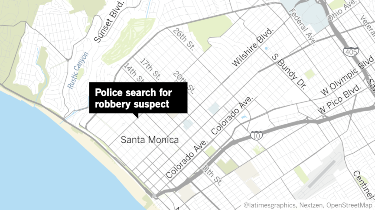 Police were searching an area near the 900 block of Montana Avenue in Santa Monica