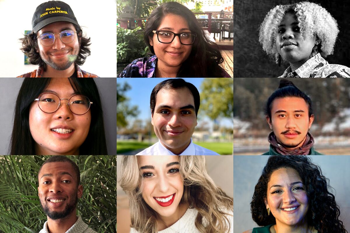 Images of nine Los Angeles Times fellows in a grid