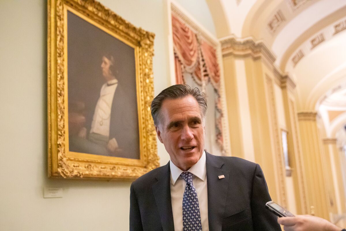 Sen. Mitt Romney, the GOP's 2012 presidential nominee, on Capitol Hill in 2019. 