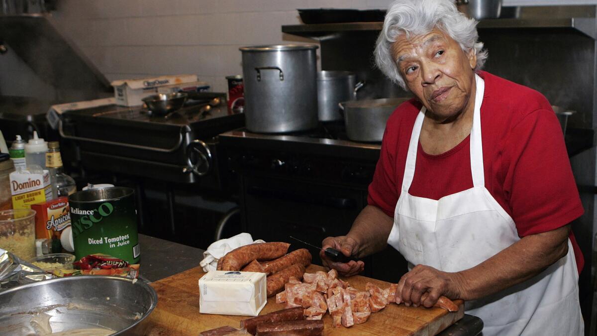 Leah Chasep prepares lunch at her restaurant Dooky Chase's in New Orleans on Jan. 20, 2009.