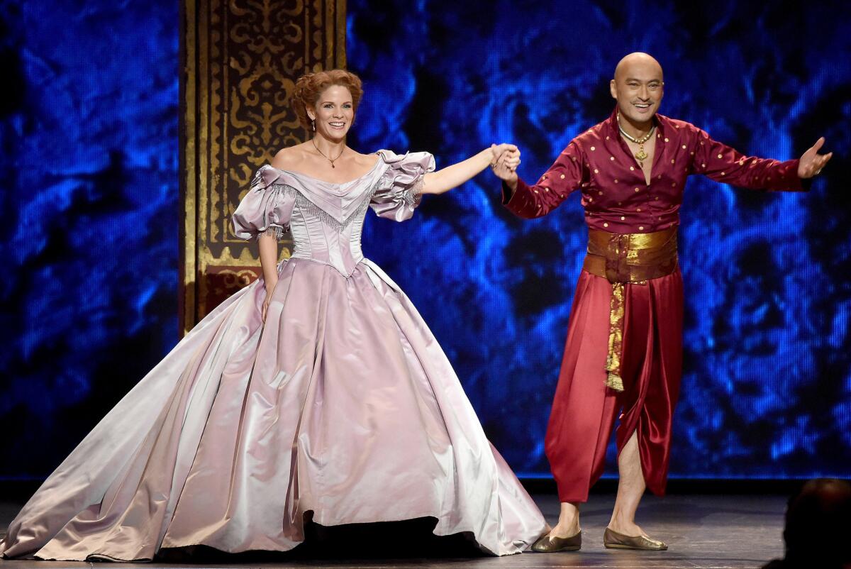 Kelli O'Hara and Ken Watanabe perform with the cast of "The King and I."