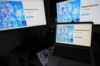 A close-up of open laptops.