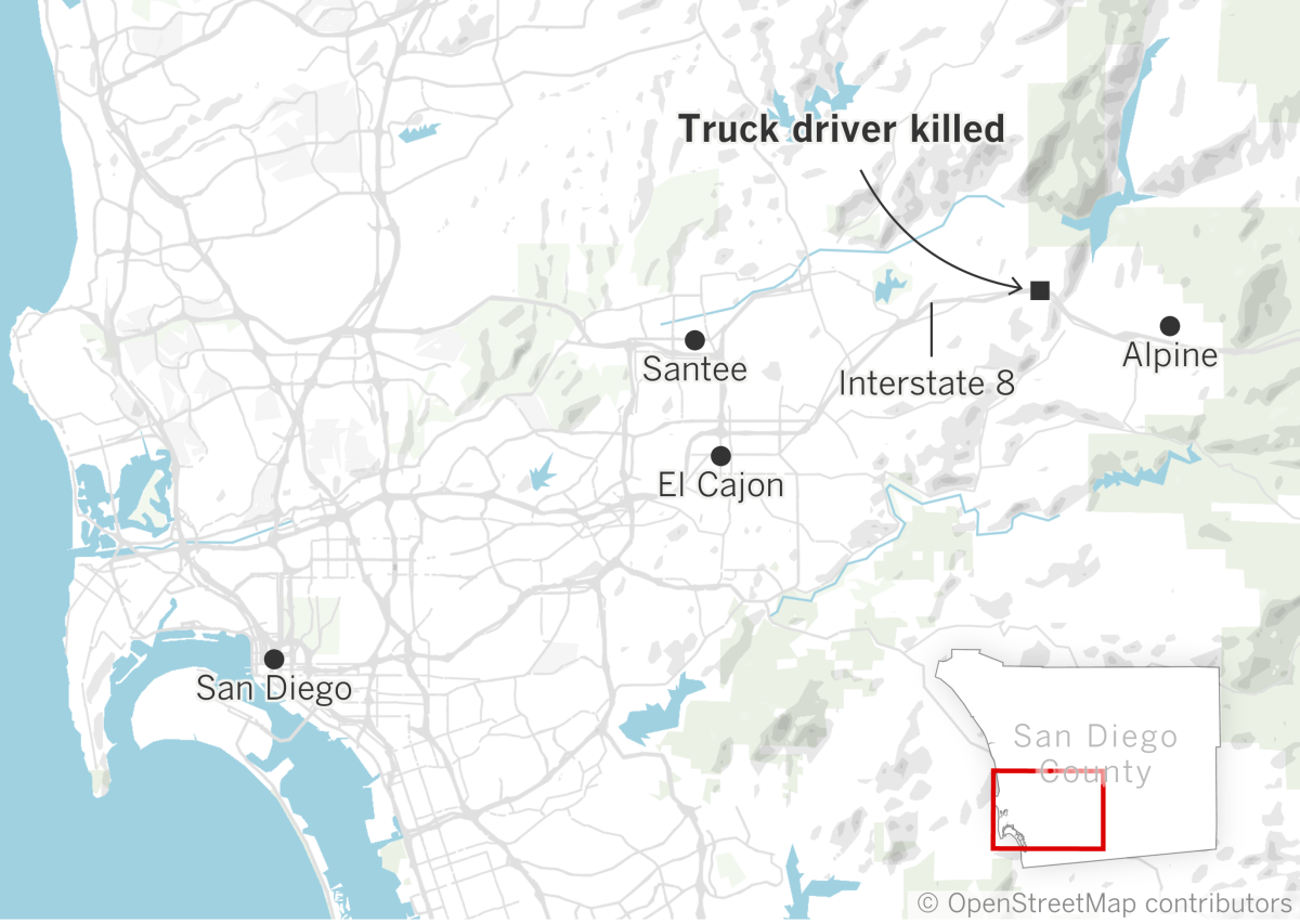 Map locating where truck driver was killed