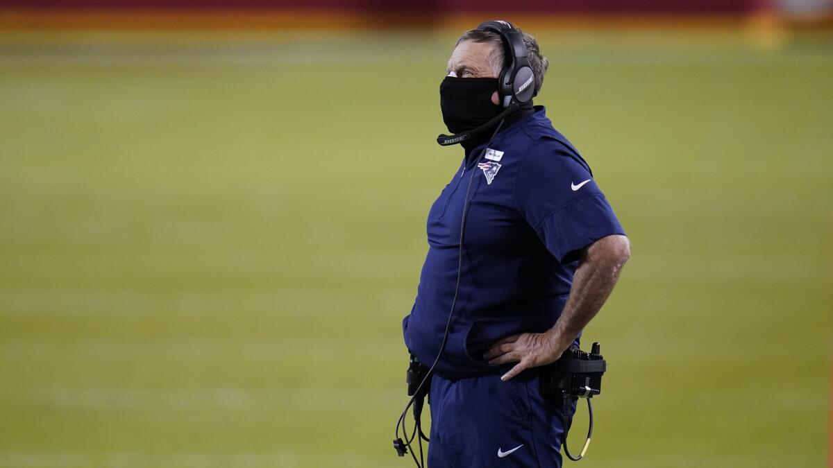 New England Patriots head coach Bill Belichick watches against the Kansas City Chiefs.
