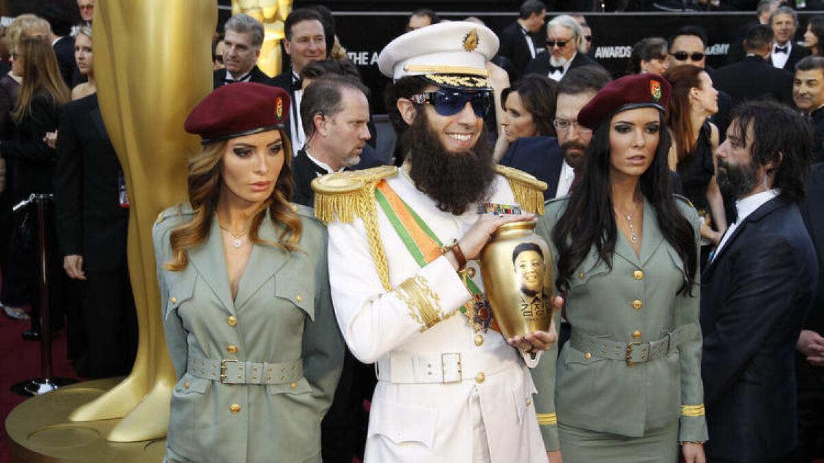 Sacha Baron Cohen on the red carpet for the 2012 Academy Awards.
