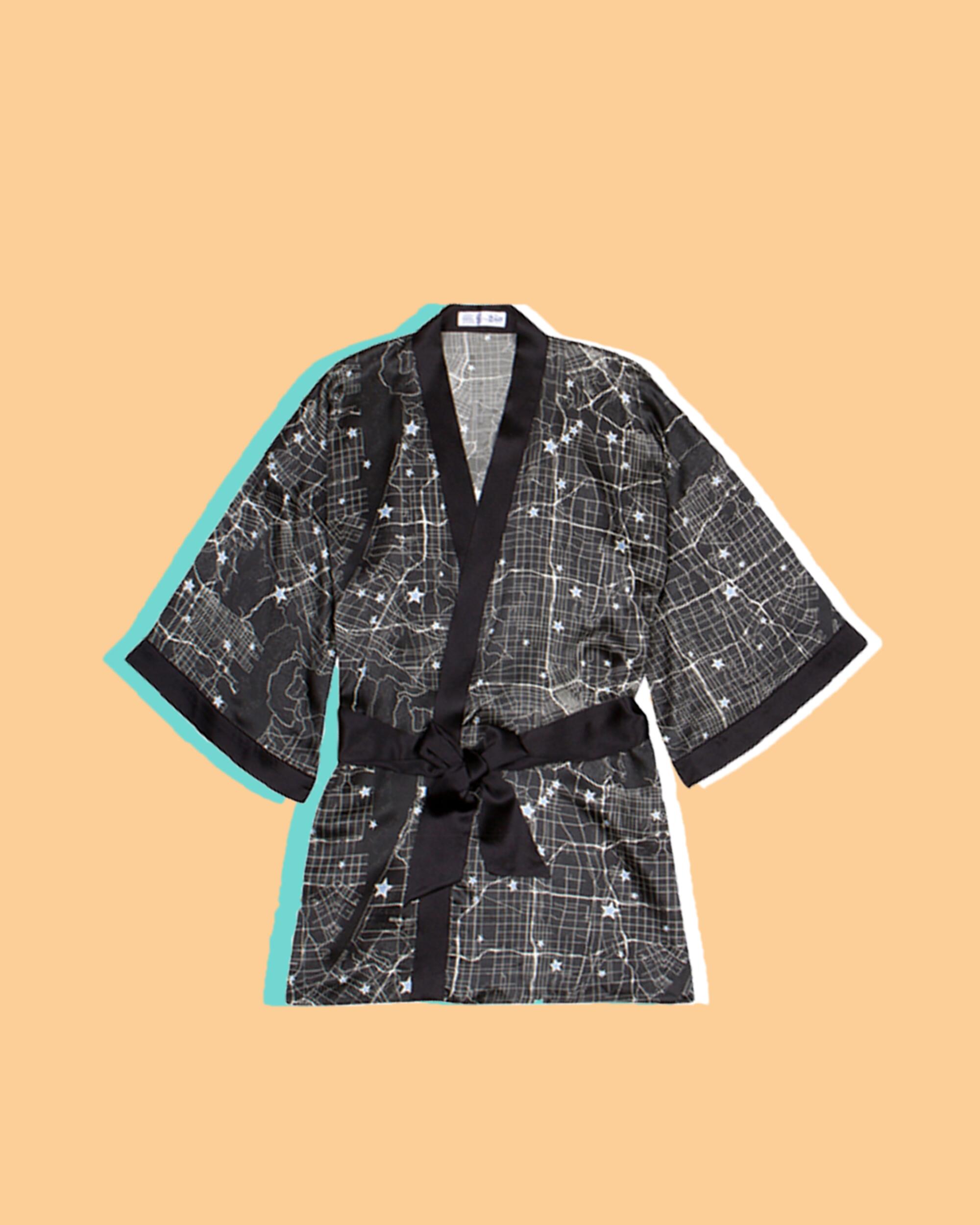 Black and white star map robe from Fred Segal