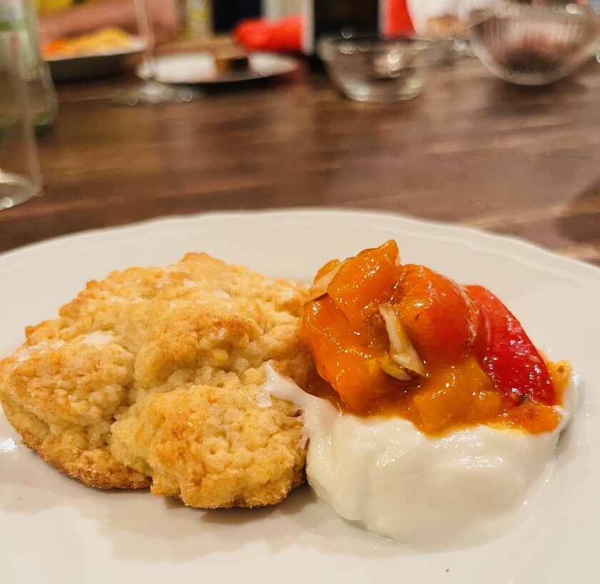 Biscuits from Mozza's Nancy Silverton, apricots from pizza chef Franco Pepe and yogurt served by author Faith Willinger.