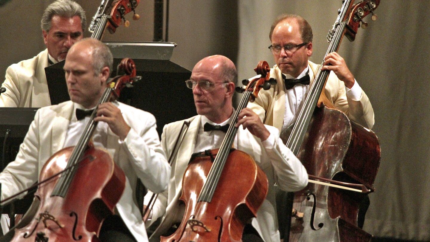 Hanulik, right, performs with the L.A. Philharmonic at the Hollywood Bowl on Aug. 19, 2014.