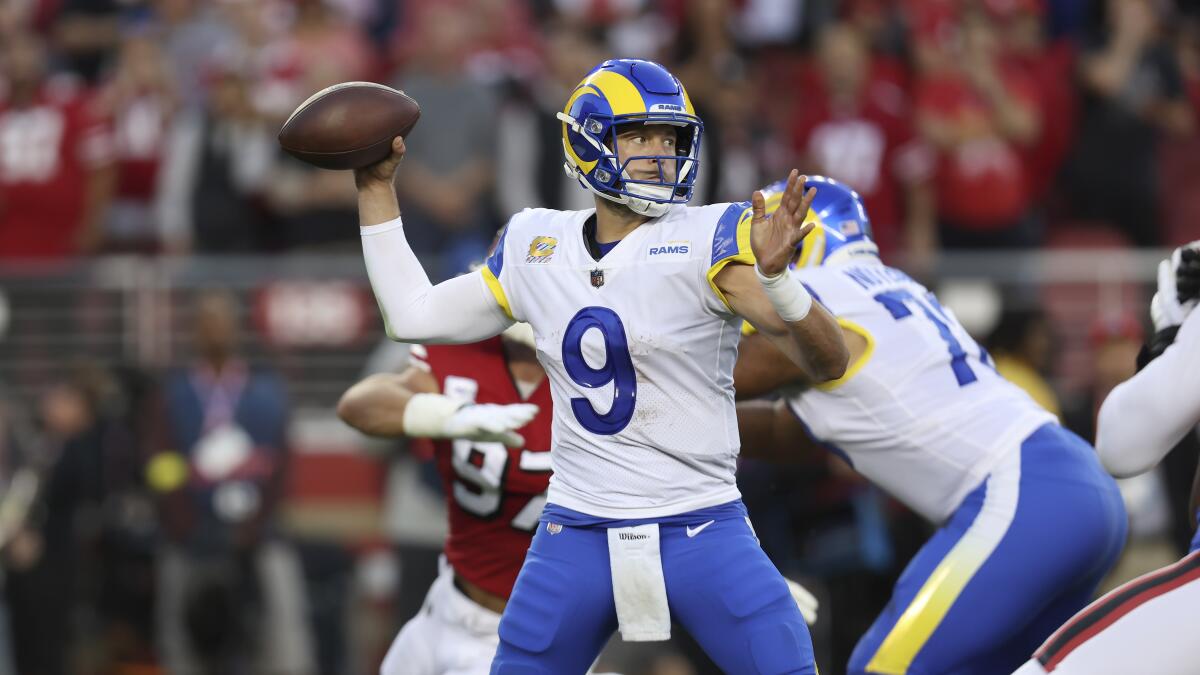 Matthew Stafford throws interceptions in Rams' loss to 49ers - Los Angeles  Times