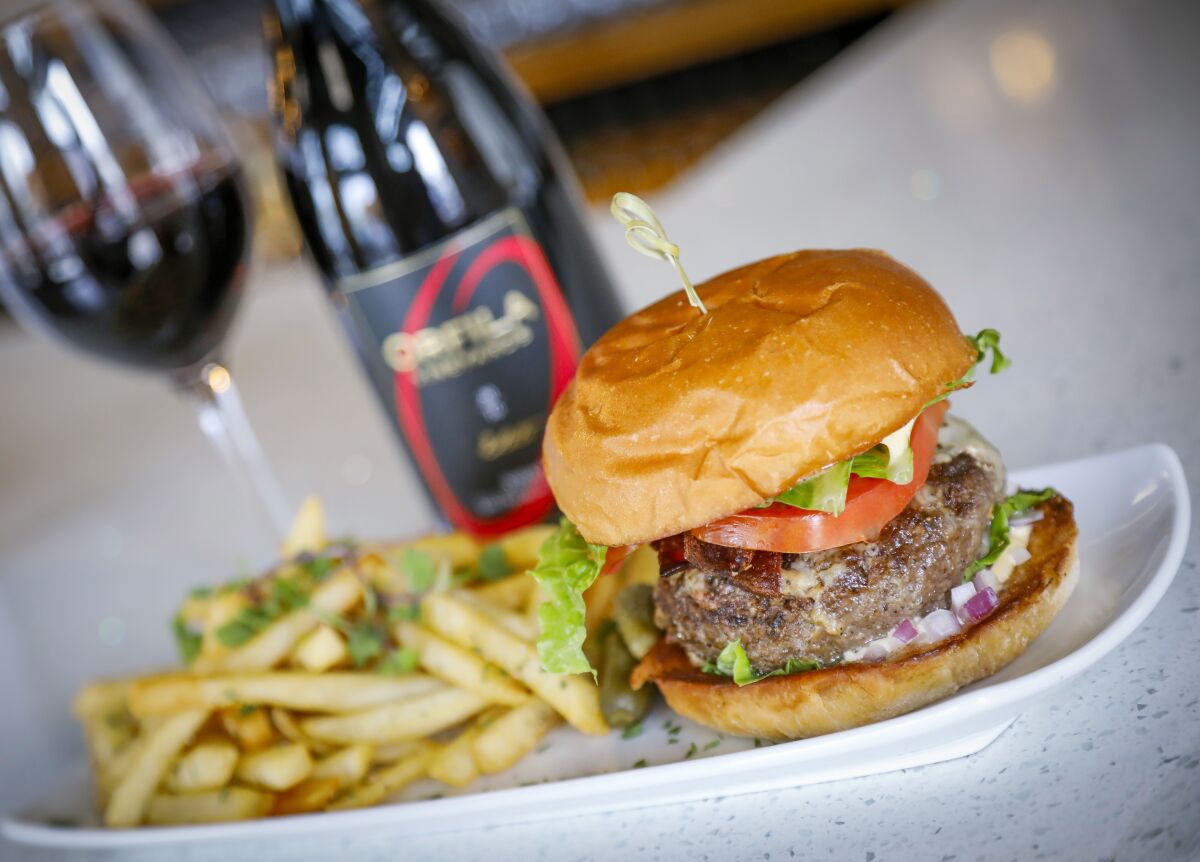 The Orfila Burger, paired with the winery's estate syrah wine, has become a signature dish at the recently-opened tasting room in Oceanside. 