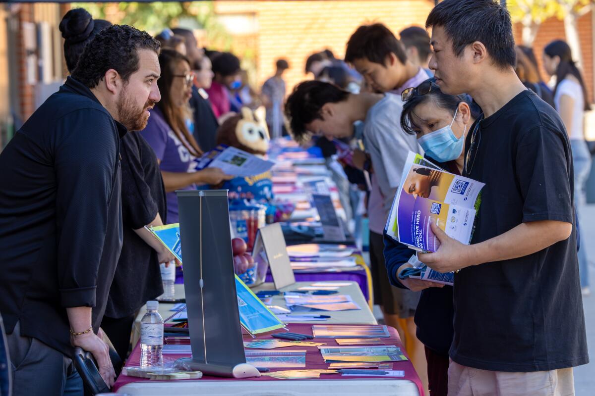 Parents and students at an annual college and career fair at Temple City High School on Saturday, Oct. 21, 2023 Temple City
