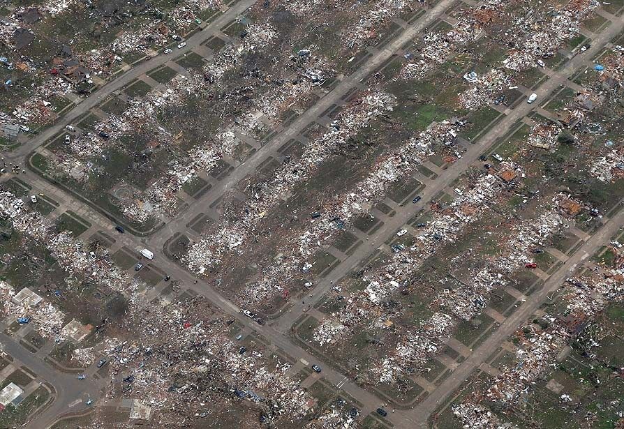 An entire neighborhood destroyed by Monday's tornado in Moore, Okla.