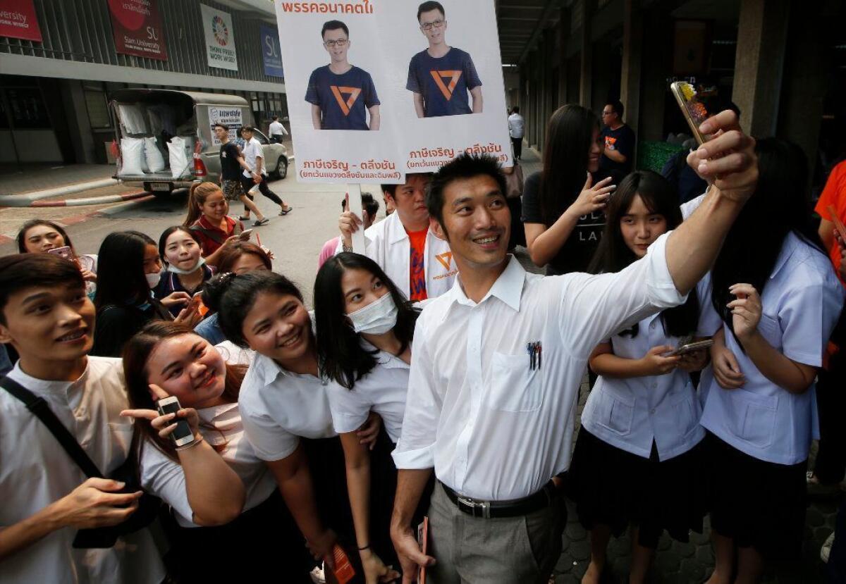 Thanathorn Juangroongruangkit, a telegenic businessman-turned-politician with a strong social media campaign, has developed a large following among young Thai voters.