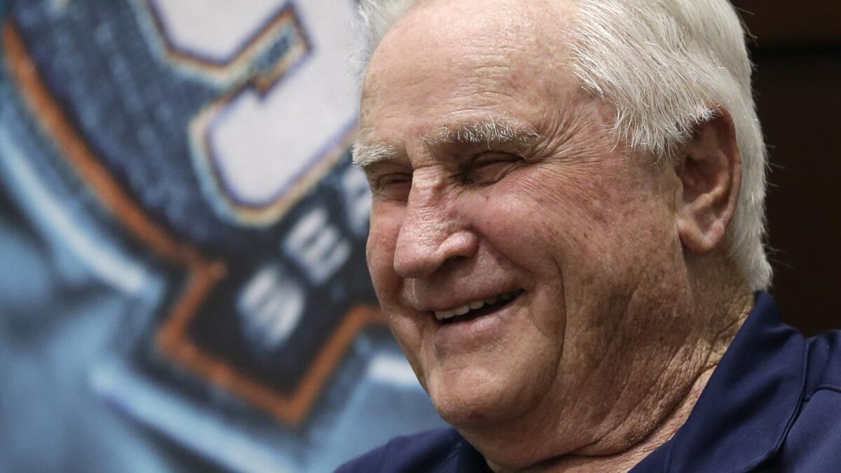 Former Miami Dolphins Coach Don Shula speaks to reporters at a news conference in Miami on Saturday.