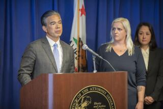 California Attorney General Rob Bonta stand next to Anna Nusslock, who says she was a denied an emergency abortion in Eureka this year. Credit: California Attorney General's Office