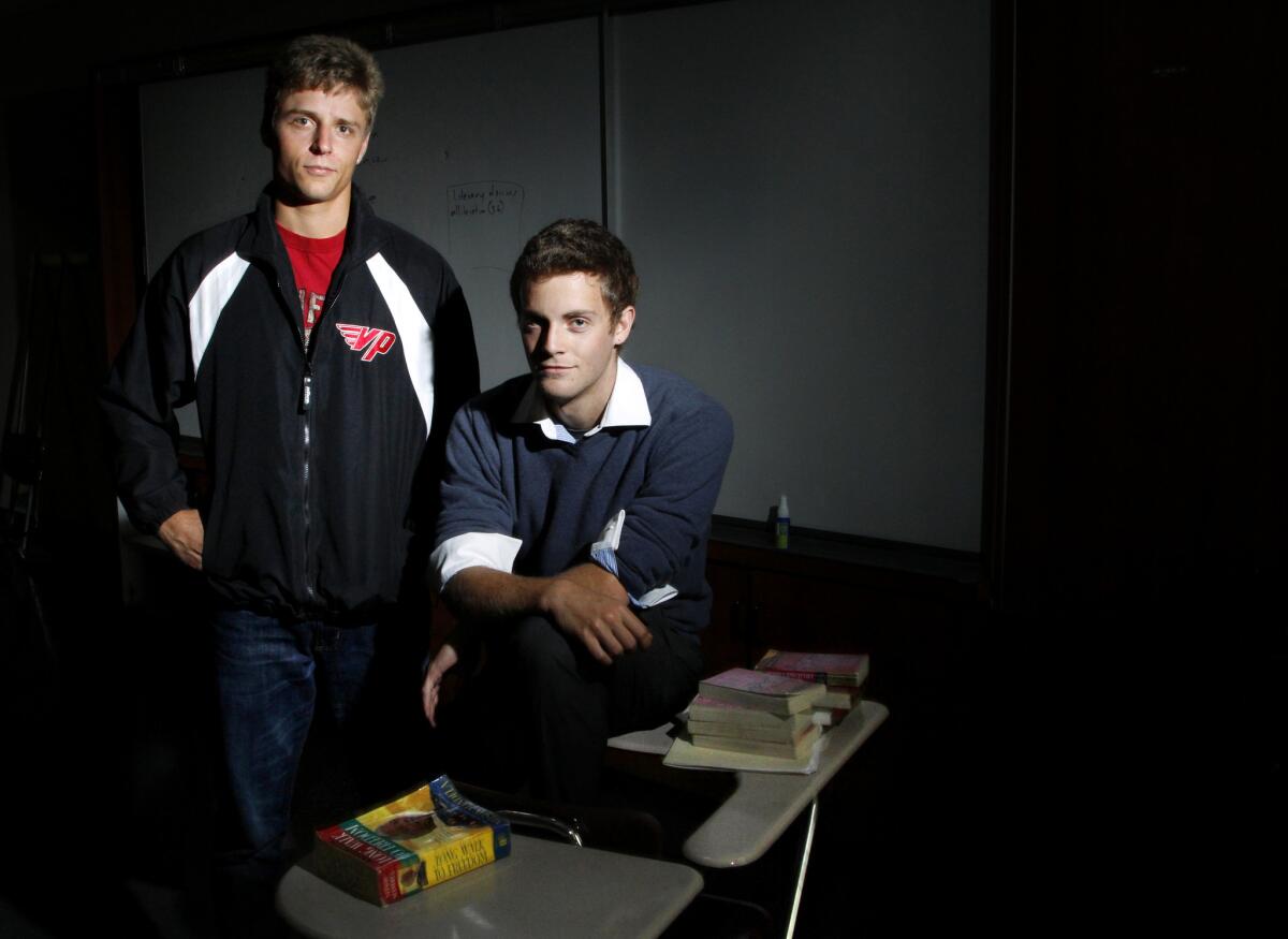 Anthony Edholm and Jordan Greenwald were Teach For America corps members working at View Park High, a charter school, when this photo was taken two years ago.