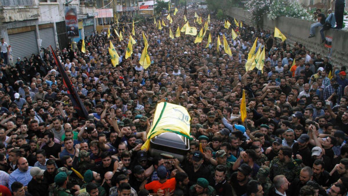 A funeral for a Hezbollah military commander last year in Beirut