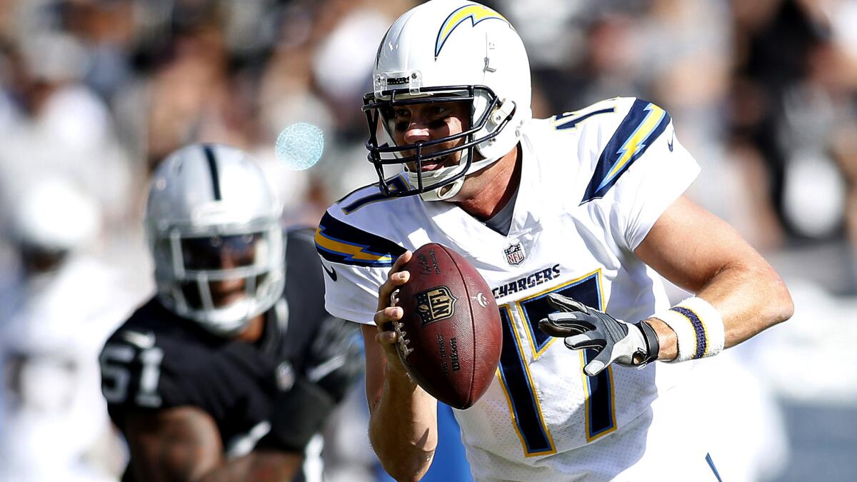 For quarterback Philip Rivers and the Chargers, who need a win to keep their playoff hopes alive, facing the Raiders on Sunday at StubHub Center might seem like a road game.