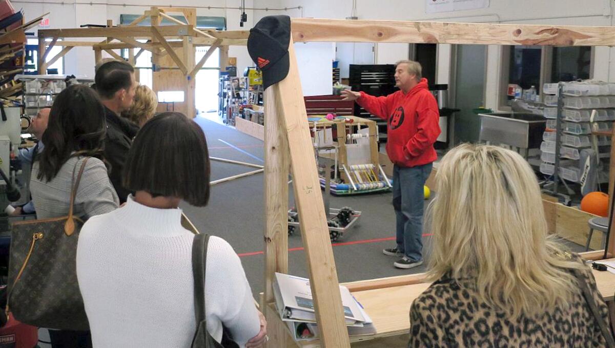 Realtors tour La Cañada High School's robotics and engineering lab during a Feb. 5 Realtor Roundtable that aims to update real estate agents on the new happenings throughout La Cañada Unified School District.