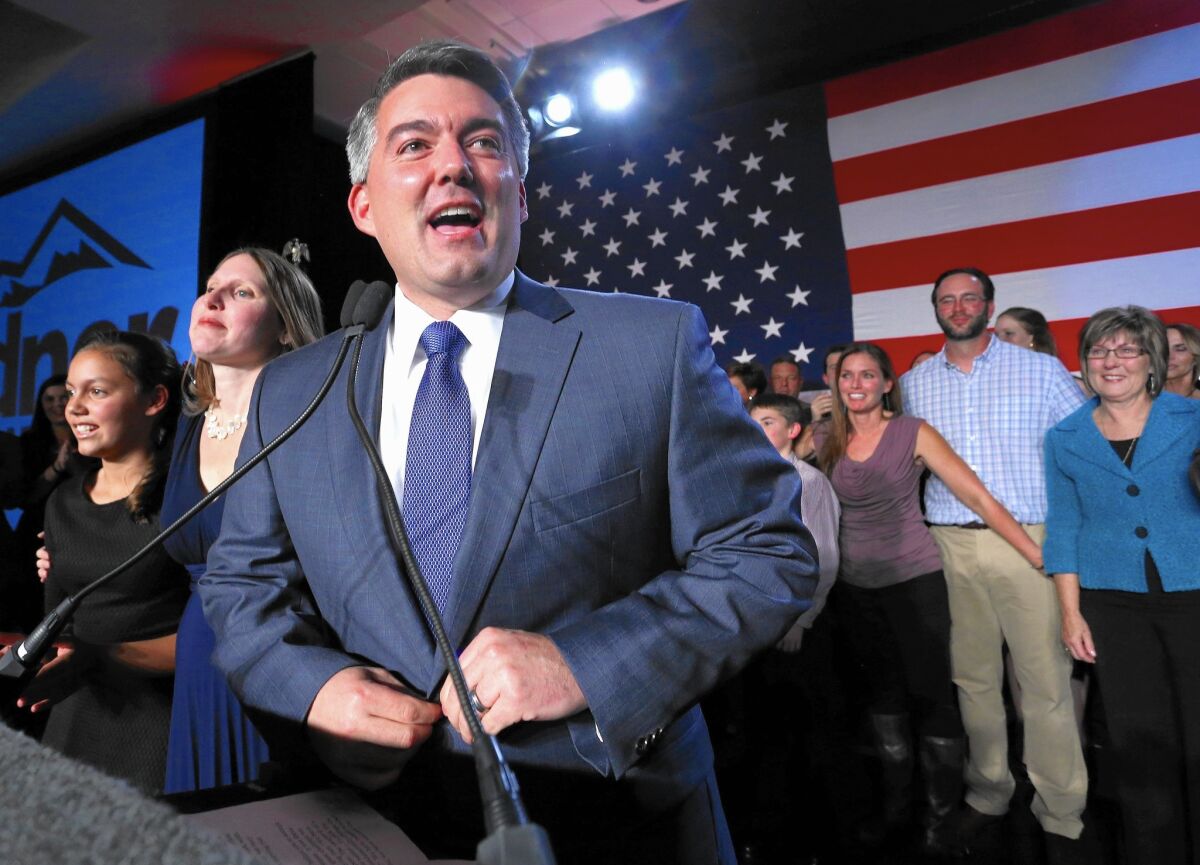 Republican Cory Gardner beat Democratic Sen. Mark Udall in Colorado, where both parties are claiming some successes from the money they’ve poured into the swing state.