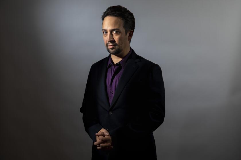 Los Angeles, CA - November 12: Director Lin-Manuel Miranda is photographed in promotion of his new film, Netflix's, "tick, tick…BOOM!," at Four Seasons hotel, in Los Angeles, CA, Friday, Nov. 12, 2021. The film follows composer and playwright Jonathan Larson, who was known for his exploration of social issues, mostly notably with his Pulitzer Prize-wining, "Rent." (Jay L. Clendenin / Los Angeles Times)