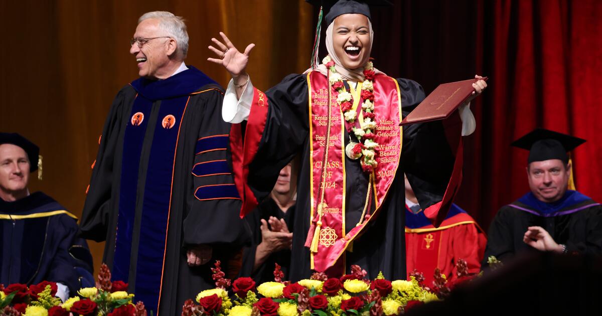 USC graduation takes place amid heightened security and a standing ovation for canceled valedictorian