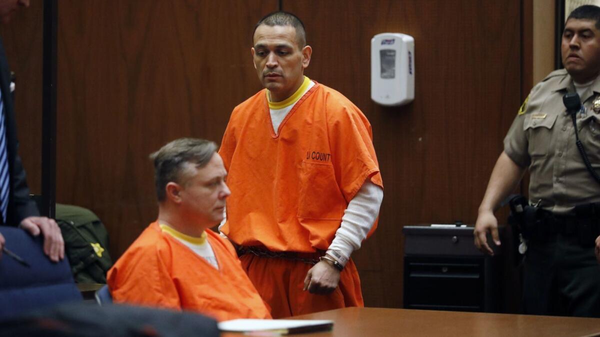 James C. Nichols, seated, and Luis Valenzuela in Los Angeles Superior Court in 2018.