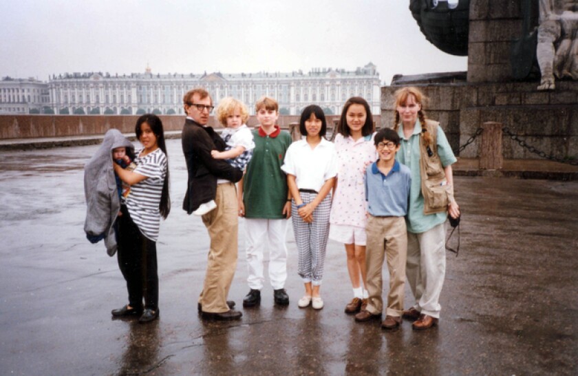 Woody Allen, Mia Farrow and kids. 
