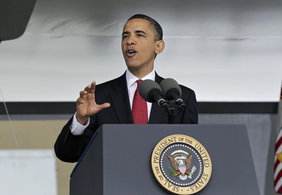 President Obama speaks to graduates of the U.S. Military Academy at West Point, N.Y., in 2010.