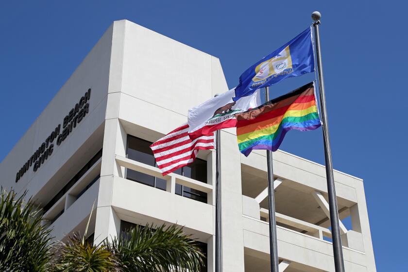 The city of Huntington Beach raised the LGBTQ Pride flag at City Hall for the first time on Saturday. This falls on Harvey Milk Day, which celebrates the life and accomplishments of the first openly gay person elected to California public office.
