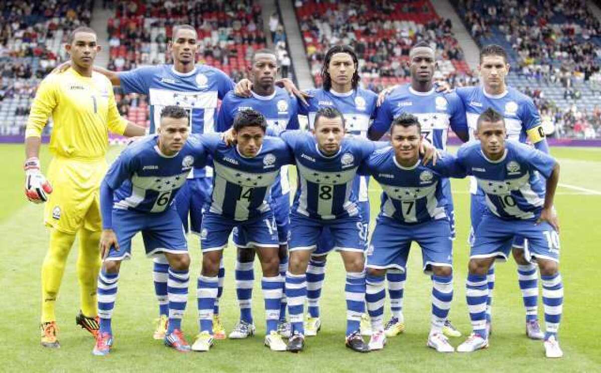 Jerry Bengston, second from left in the bottom row, has scored all of Honduras' goals in the London Olympics.