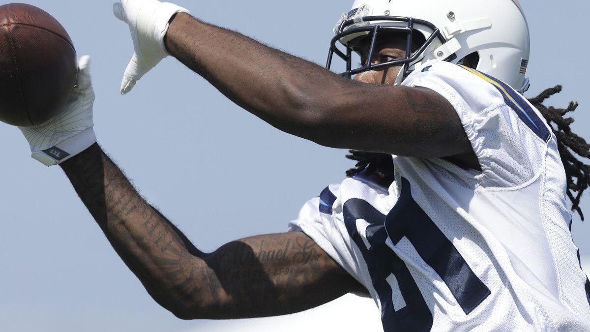 Chargers wide receiver Mike Williams during training camp at Jack R. Hammett Sports Complex in Costa Mesa.