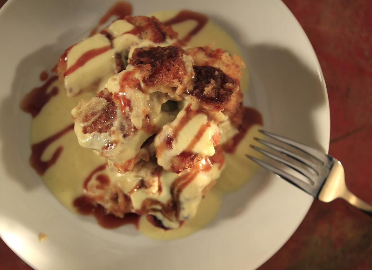 Sometimes nothing beats a warm serving of bread pudding for dessert ... that is, unless you top it with a drizzle of rich caramel and creme anglaise. Recipe: Pete's bread pudding