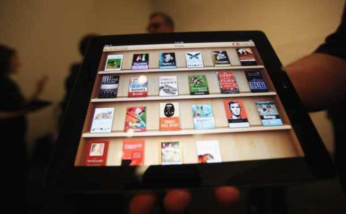 Apple's iBooks 2 app, demonstrated at an iPad event this year in New York.
