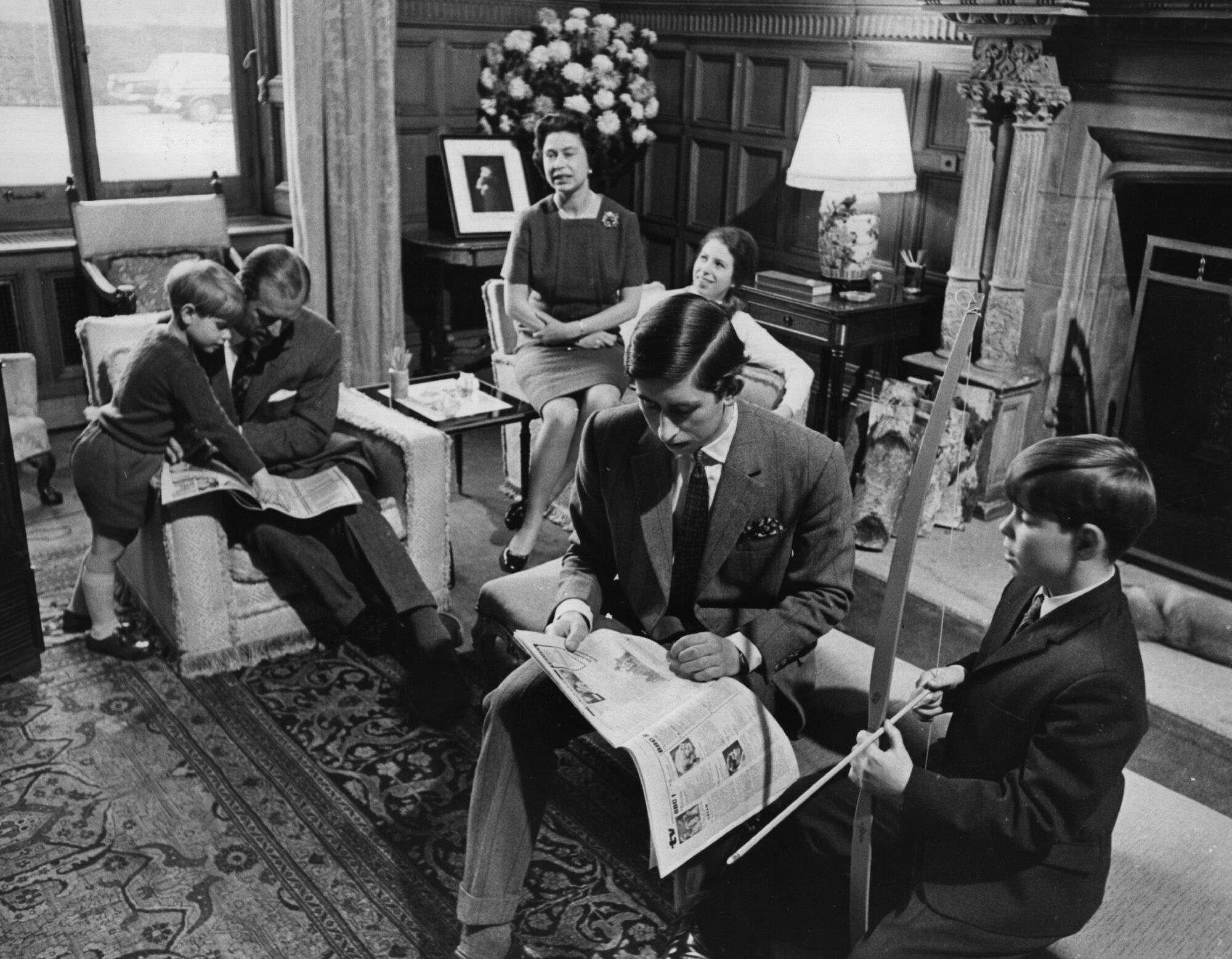 The Royal Family relaxing in a drawing room at Sandringham House, Norfolk. 