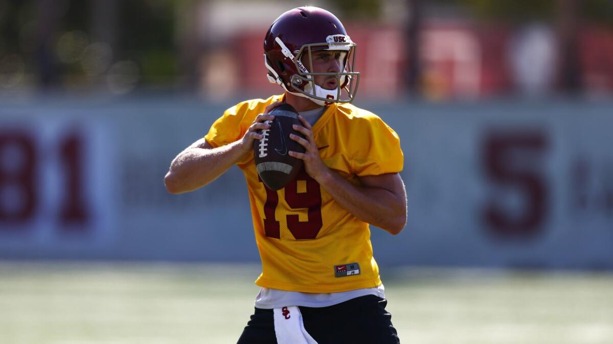 USC quarterback Matt Fink took the first snaps at quarterback Friday. He is battling against Daniels and Jack Sears for the starting nod.