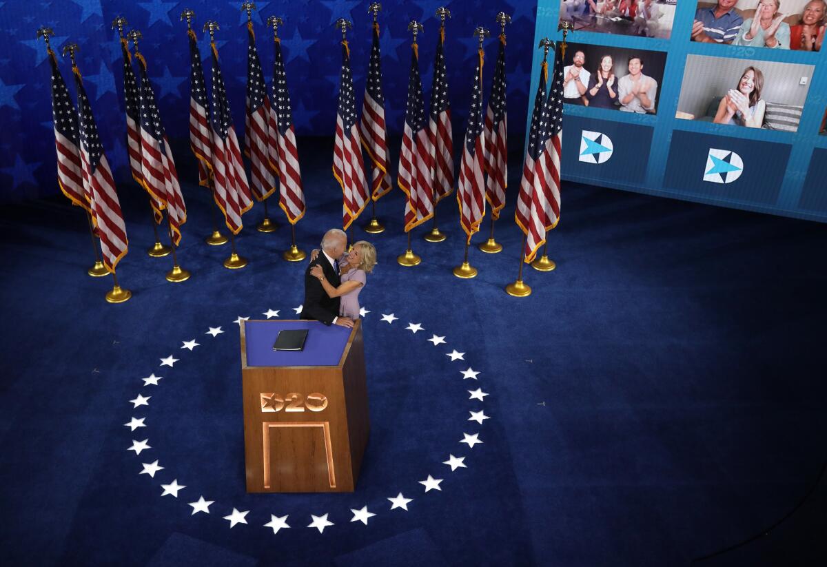  Joe Biden after accepting his party's nomination at the Democratic National Convention