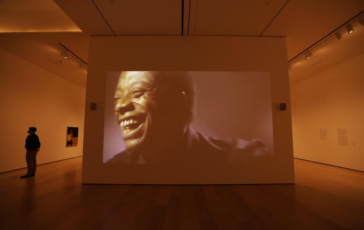 At the "Made in L.A." exhibition: Harmony Holiday, "God's Suicide," 2020, video projection, 60 minutes