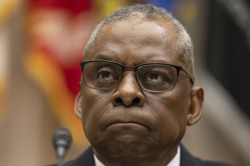Secretary of Defense Lloyd Austin appears before the House Armed Services Committee on Capitol Hill, Thursday, Feb. 29, 2024, in Washington. (AP Photo/Mark Schiefelbein)