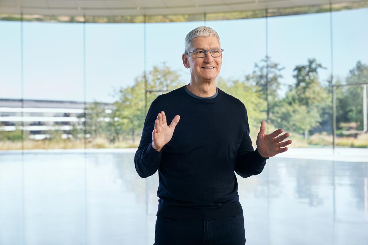 Apple CEO Tim Cook at an Apple press event in October.