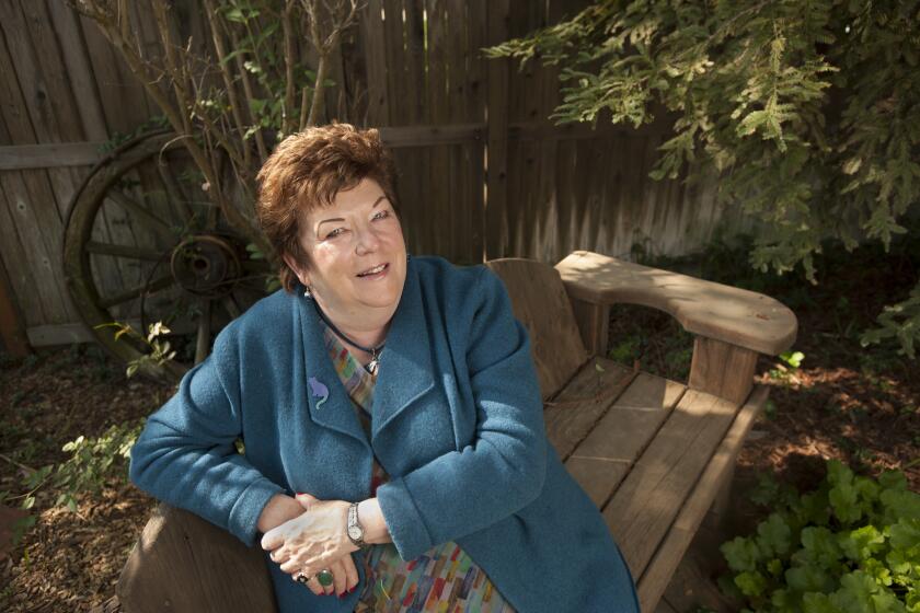 DAVIS CA MARCK 31, 2015 -- Delaine Eastin sits in her yard on March 31, 2015 in Davis, Ca. Eastin was the California Superintendent of Public Instruction from 1995 to 2003. She recEIved her bachelor degree from UC Davis. (Gregory Urquiaga / UC Davis)