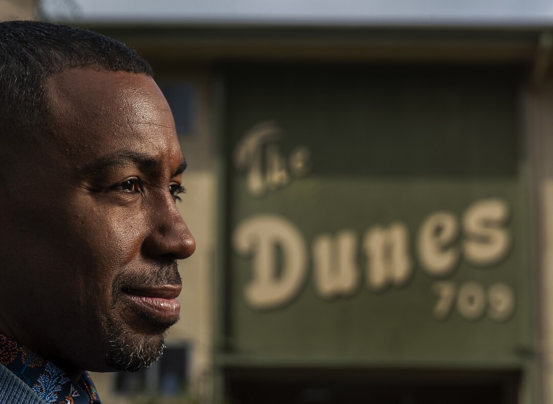 OCTOBER 11, 2021: Prentice Penny, showrunner for HBO's, "Insecure," at The Dunes apartment complex in Inglewood.