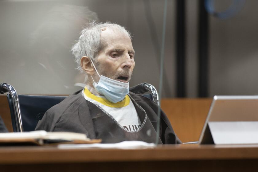 LOS ANGELES, CA - OCTOBER 14: Robert Durst was sentenced to life without possibility of parole for the killing of Susan Berman. Photographed in Airport Courthouse on Thursday, Oct. 14, 2021 in Los Angeles, CA. (Myung J. Chun / Los Angeles Times)