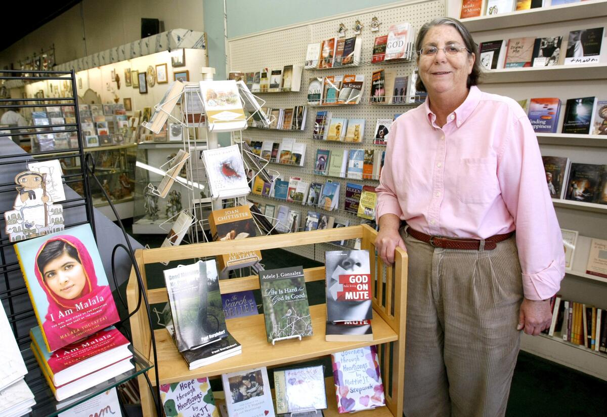 Christine Stafford, owner of the Flowering Tree, at her books and gift store on the 2200 block of Honolulu Ave. in Montrose on Wednesday, March 19, 2014. After more than 20 years in business, Stafford will close the store if she can't find a buyer for the business soon. (